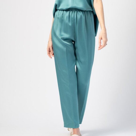 FORTE FORTE Envers Satin Crepe Pants in Topaz - Picture 4 of 4